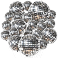 KatchOn, Silver Disco Ball Balloons - 32 Inch, Pack of 20 | Shiny Disco Ball for Disco Party Decorations | 4D Sphere Disco Balloons for Disco Bachelorette Party Decorations | Silver Birthday Décor