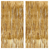 KatchOn, XtraLarge Champagne Gold Backdrop - 3.2x8 Feet, Pack of 2 | Gold Shimmer Wall Backdrop for Birthday Wall Decorations | Gold Fringe Backdrop for Golden Birthday Party Decorations