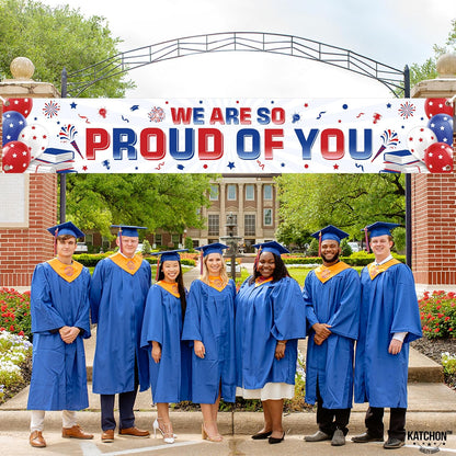 KatchOn, We Are So Proud of You Banner - XtraLarge, 120x20 Inch | Graduation Yard Banner for 2026 Graduation Decorations | Red and Blue Graduation Decorations 2026