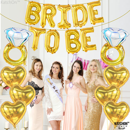 KatchOn, Gold Bride To Be Balloons Set - Pack of 17 | Gold Bride Balloons | Bridal Shower Balloon for Bridal Shower Decorations | Bachelorette Party Decorations