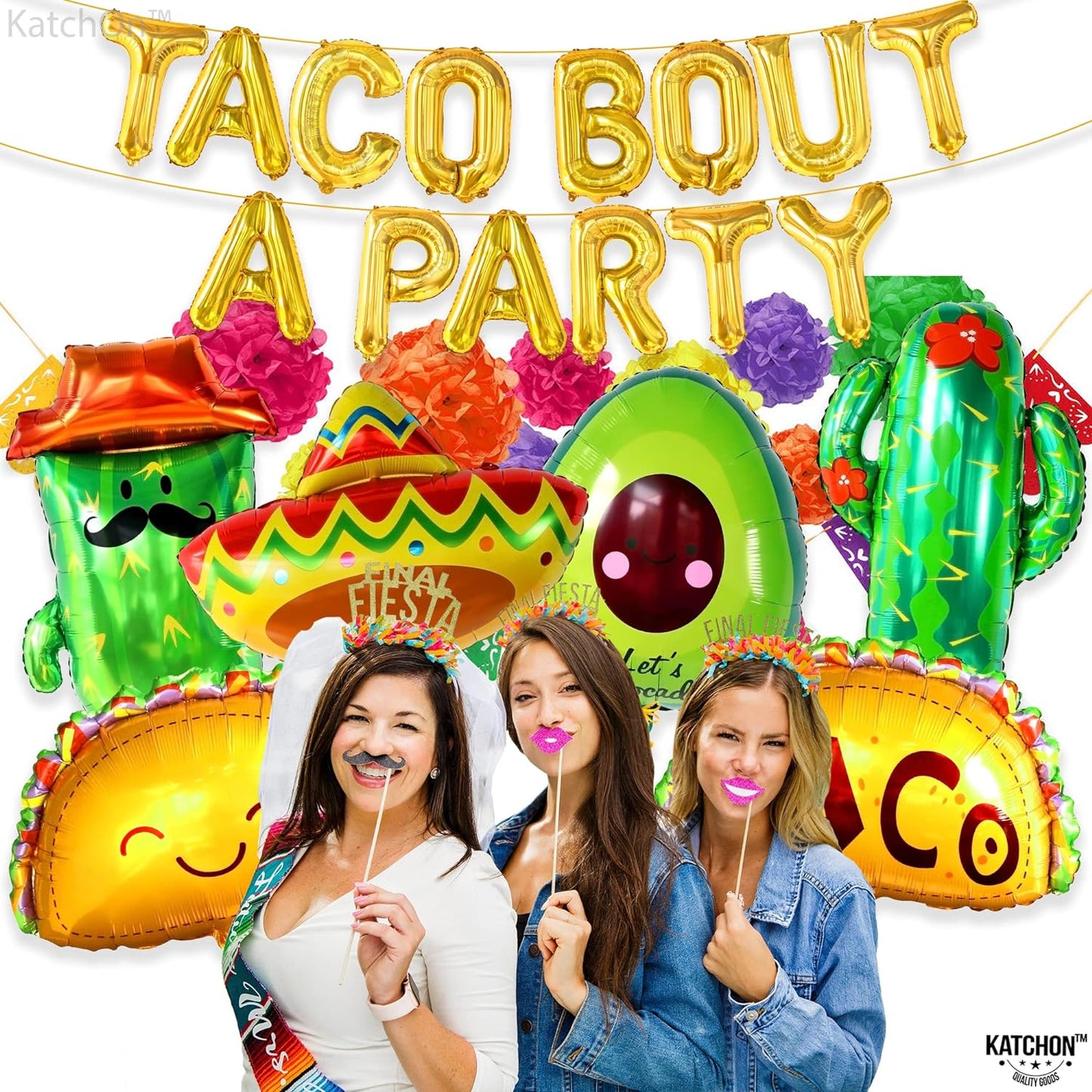 KatchOn, Taco Bout A Party Decorations - Big Set of 22 | Taco Balloons, Fiesta Balloons | Taco Party Decorations, Fiesta Party Decorations | Cactus Balloons, Avocado Balloon | Taco Tuesday Decorations