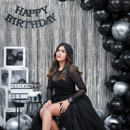 KatchOn, Metallic Silver Backdrop - Pack of 2 | Silver Streamers for Disco Party Decorations | Fringe Backdrop for Wedding, Anniversary, Birthday, New Year, Christmas, Bachelorette Party Decorations