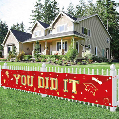 KatchOn, Xtralarge Red and Gold You Did It Graduation Yard Banner - 120x20 Inch | Red and Gold graduation Yard Banner for Outdoor Graduation Decorations 2026