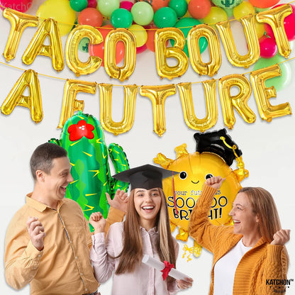 KatchOn, Taco Bout A Future Balloons Set - Pack of 17 | Taco Sun & Cactus Foil Balloon For Graduation Decorations 2026 | Taco Bout A Future Graduation Balloons Banner For Grad Party