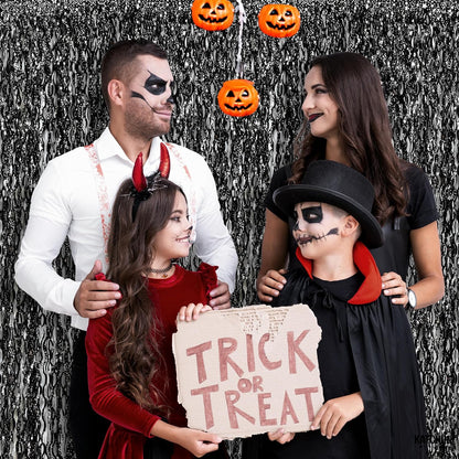 KatchOn, XtraLarge Wave Black Backdrop Curtain - 3.2x6.5 Feet, Pack of 2 | Black Streamers Party Decorations | Black Birthday Decorations, Black Backdrop for Parties | Graduation Decorations 2024