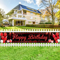 KatchOn, Black and Red Happy Birthday Yard Banner - XtraLarge, 120x20 Inch | Birthday Decorations for Women, Men | Happy Birthday Yard Banner For Black and Red Party Decorations | Casino Birthday Decorations