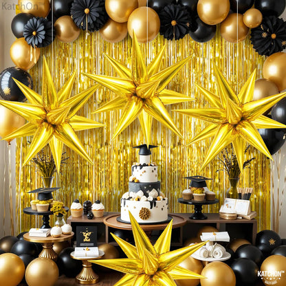 KatchOn, Gold Spike Balloon Foil - Big 26 Inch, Pack of 50 | Gold Star Balloons for Birthday, Anniversary, Bachelorette Decorations | Balloons for Thanksgiving, Fall, Halloween Decorations,