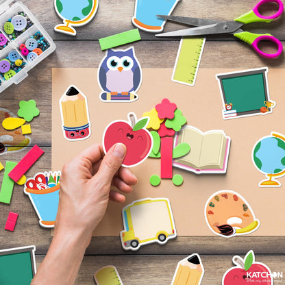 KatchOn, 600 Pcs Back to School Sticky Notes - 30 Pack | Fun Shaped Memo Pads with Pencil, Ruler, Blackboard, Owl Designs | Classroom Supplies, School, Office, Notepads, Teacher Stationery | Classroom Decor