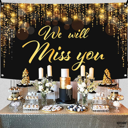 KatchOn, We Will Miss You Banner Black and Gold - XtraLarge 72x44 Inch | Black and Gold We Will Miss You Decorations, Farewell Decorations Party | Farewell Banner, Graduation Decorations 2026