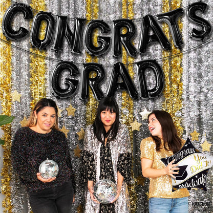 Graduation Decorations 2026 | Black Congrats Grad Balloons - 16 Inch | Black Congrats Grad Banner | Graduation Balloon Banner For Congrats Grad Decorations, Congratulations Decorations, KatchOn