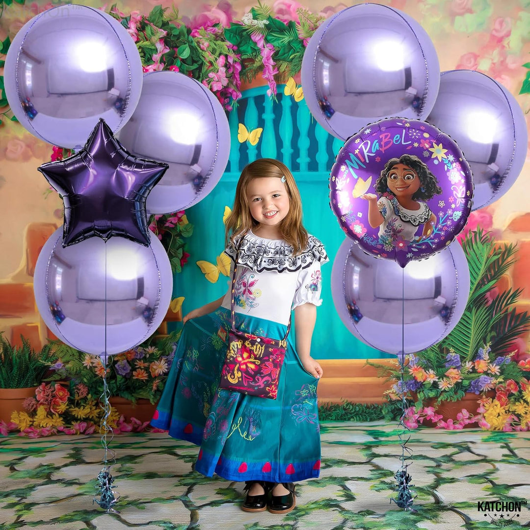 KatchOn, Big Purple Foil Balloons - 22 Inch, Pack of 6 | 4D Round Balloons, Light Purple Mylar Balloons | Purple Metallic Lavender Balloons for Lavender Party Decorations | Metallic Purple Balloons