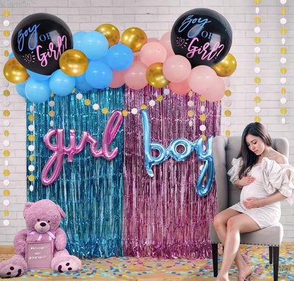 KatchOn, Gender Reveal Decorations Set - Pack of 55 | Gender Reveal Party Supplies Kit, Gender Reveals Balloon Arch Kit | Boy or Girl Balloon for Party Decorations | Pink and Blue Streamers