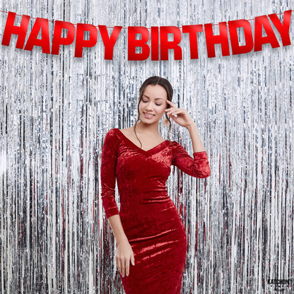 KatchOn, Shiny Red Happy Birthday Banner - Pre-Strung, 10 Feet | Red Happy Birthday Sign for Birthday Decorations | Bday Banner, Happy Bday Garland | Birthday Party Decor