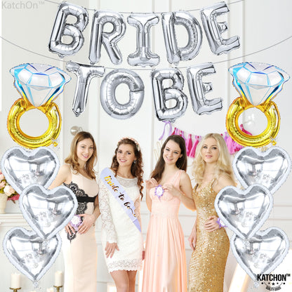 KatchOn Silver Bride To Be Balloons Set - Pack of 17 | Bachelorette Party Decorations Silver | Bride Balloons, Bridal Shower Decorations | Bridal Shower Sign