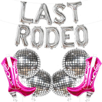 KatchOn, 15 pcs Last Rodeo Balloons Set - Silver, Disco Ball, Cowgirl Boots - Bridal Shower, Wedding, Birthday Decorations
