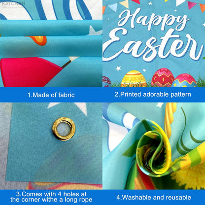 katchon happy easter banner decorations xtralarge 72x44 inch easter backdrops for photography easter banners for outside easter decorations easter poster for bunny wall decorations