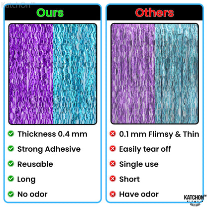 KatchOn, Large Wavy Purple and Blue Fringe Curtain - Pack of 2 | Mermaid Birthday Decorations, Beach Party Decorations | Purple and Blue Foil Fringe for Under The Sea Party Decorations