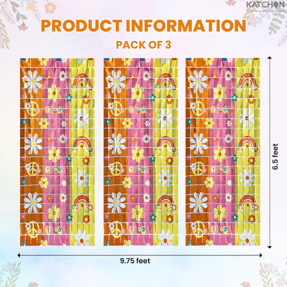 KatchOn, Groovy Streamers - Set of 3 | Retro Floral Backdrop for Retro Party Decorations | Spring Party, Two Groovy Party Decorations 60s 70s Birthday Decoration