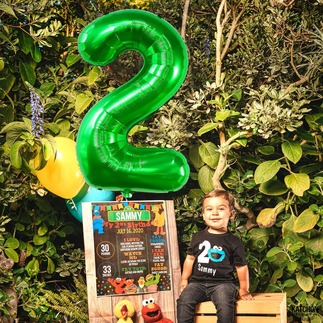 KatchOn Giant Green Number 2 Balloon, 40 Inches, Perfect for 2nd Birthday Decorations, Tractor Party Supplies, Dinosaur Theme