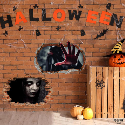 KatchOn 3D Halloween Wall Decals - Large 24 Inch, Pack of 2 | Scary 3D Wall Stickers, Indoor Halloween Decorations