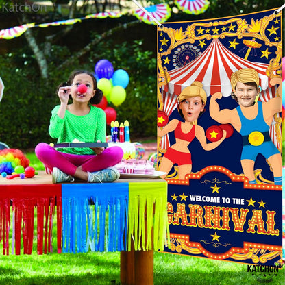KatchOn, Carnival Photo Booth Backdrop - Large, 72x36 Inch | Carnival Photo Backdrop, Carnival Theme Party Decorations | Carnival Backdrop For Carnival Decorations | Circus Theme Party Decorations
