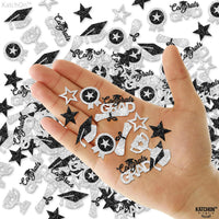 KatchOn, Glitter, Silver and Black Graduation Confetti - Pack of 300 | Graduation Hat, Star Confetti for Graduation Decorations 2026 | Congrats Grad Confetti for 2026 Graduation Table Decorations
