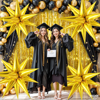 KatchOn, Gold Spike Balloon Foil - Big 26 Inch, Pack of 50 | Gold Star Balloons for Birthday, Anniversary, Bachelorette Decorations | Balloons for Thanksgiving, Fall, Halloween Decorations,