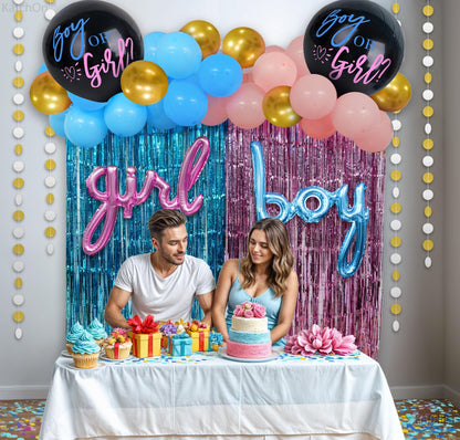 KatchOn, Gender Reveal Decorations Set - Pack of 55 | Gender Reveal Party Supplies Kit, Gender Reveals Balloon Arch Kit | Boy or Girl Balloon for Party Decorations | Pink and Blue Streamers