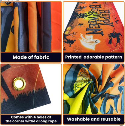 KatchOn Orange Happy Halloween Banner 72x44 Inch