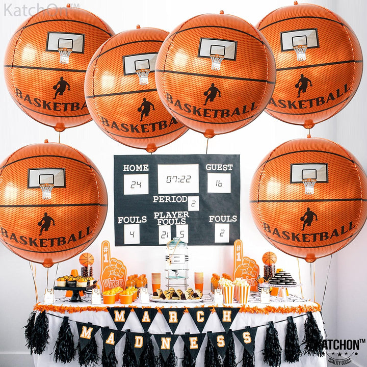 KatchOn, Big 22 Inch Basketball Balloons - Pack of 6, Basketball Foil Balloons | Basketball Balloon, Basketball Party Decorations, Basketball Senior Night Decorations | Basketball Birthday Decorations