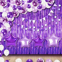 KatchOn, Purple Decorations Arch Set - Pack of 130 | Star Balloons, Fringe, Paper Fans, Swirls, latex Balloons for Graduation Decorations | Purple Birthday Decorations, Anniversary Decorations