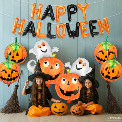 KatchOn Happy Halloween Balloons Banner, Pack of 7