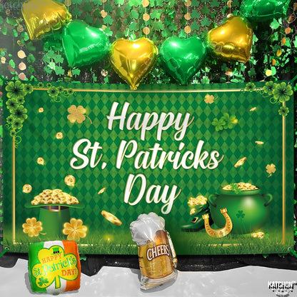 KatchOn, XtraLarge Happy St Patricks Day Banner - 72x44 Inch | St Patricks Day Backdrop for St Patricks Day Decorations | St Patricks Day Photo Backdrop | St Patricks Backdrop, St Patricks Day Décor