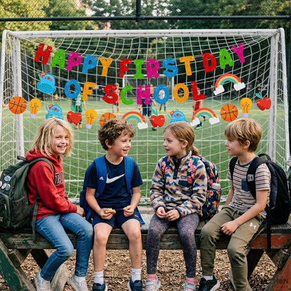 KatchOn Glitter Happy First Day of School Banner Pre-Strung 10 Feet