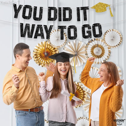 2026 Graduation Decorations | Glitter You Did It Banner 2026 Graduation Banner - Large 10 Feet | Way to Go Banner, 2026 Grad Party Decorations | You Did It Decorations | KatchOn