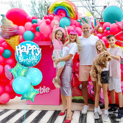 KatchOn, Blue Happy Birthday Balloon Set - 23 Inch, Large, Pack of 5 | Sea Turtle Birthday Decorations, Blue Sea Turtle Balloons | Teal Happy Birthday Balloons for Turtle Themed Birthday Decorations