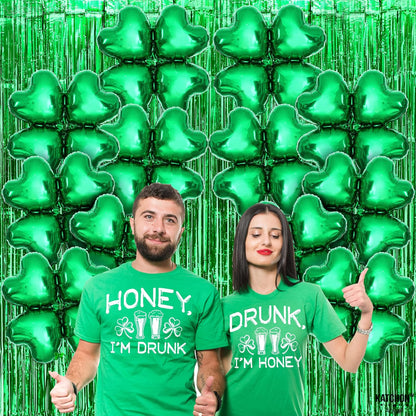 KatchOn, Pack of 12, St Patricks Day Balloons - 18 Inch, Shamrock Balloons | 4 leaf Clover Balloons for St Patricks Day Decorations | Lucky Balloons for Shamrock Decorations | St Patricks Balloons
