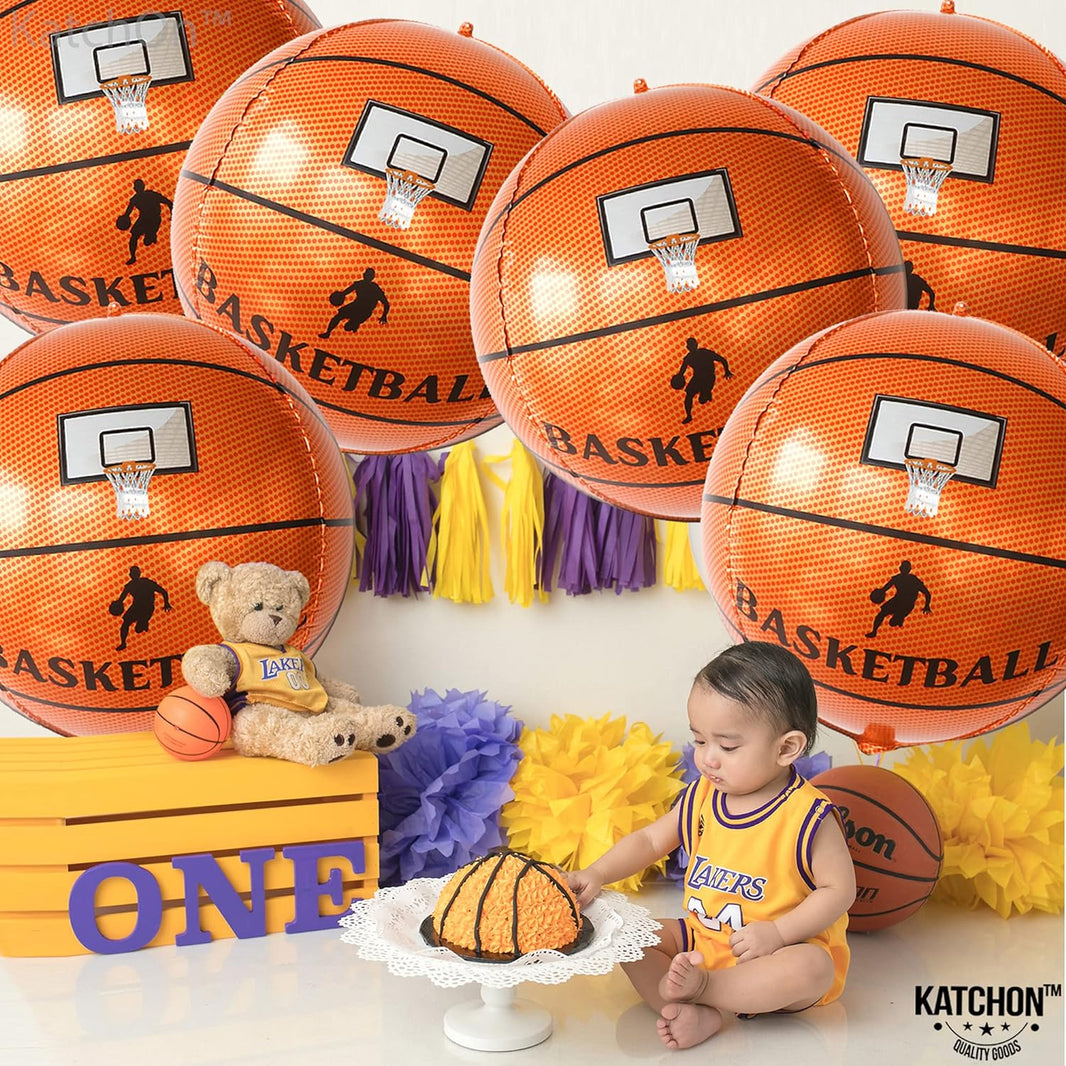 KatchOn, Big 22 Inch Basketball Balloons - Pack of 6, Basketball Foil Balloons | Basketball Balloon, Basketball Party Decorations, Basketball Senior Night Decorations | Basketball Birthday Decorations