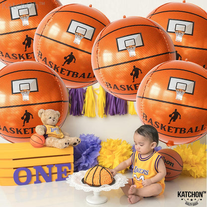 KatchOn, Big 22 Inch Basketball Balloons - Pack of 6, Basketball Foil Balloons | Basketball Balloon, Basketball Party Decorations, Basketball Senior Night Decorations | Basketball Birthday Decorations