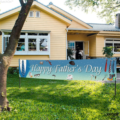 KatchOn, Happy Fathers Day Banner - XtraLarge, 120x20 Inch | Fathers Day Yard Sign Banner for Happy Fathers Day Decorations for Party | fathers Day Backdrop