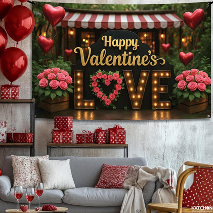 KatchOn, Happy Valentines Day Backdrop - XtraLarge, 72x44 Inch | Love Valentines Banner for Valentine Day Decorations | Valentines Decorations | Valentine Backdrop, Valentines Décor