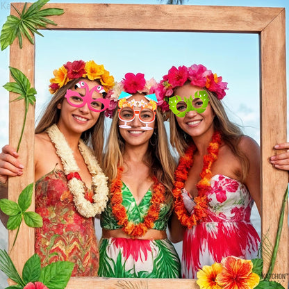 KatchOn Tropical Hawaiian Photo Booth Props, Pack of 12 | Hawaiian Party Decoration | Luau Photo Booth Props, Aloha Party Decoration, Summer Party Decorations