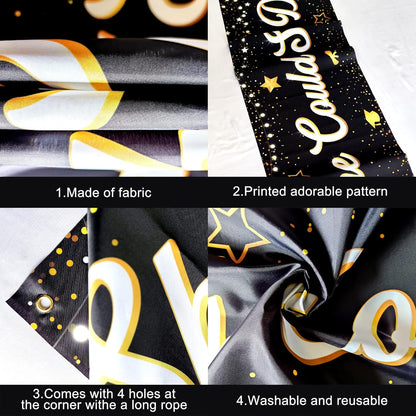 KatchOn, Graduation Decorations 2026 | XtraLarge She Believed She Could So She Did Banner - 120x20 Inch | Black and Gold Graduation Yard Banner for Outdoor Grad Decorations 2026