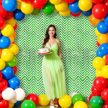 KatchOn, Green & White Foil Fringe Curtains - 3.2x6.5 Feet, Pack of 2 - St Patricks Day, Graduation