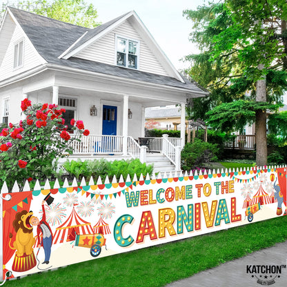 KatchOn, XtraLarge Welcome to the Carnival Banner - 120x20 Inch | Carnival Decorations for carnival Games for Party | Circus Theme Party Decorations