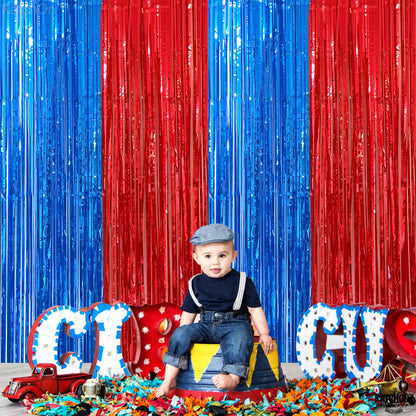 KatchOn Xtralarge Streamers - Red & Blue, 8x3.2 Feet | Fringe Curtain, Party & Carnival Decorations - Circus Theme
