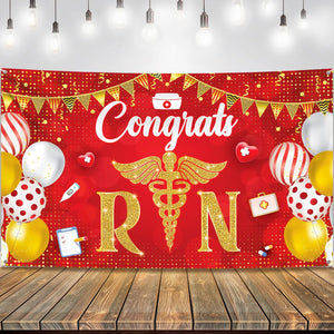 KatchOn Congrats RN Graduation Banner - Large 72x44 Inch | Red Nurse Banner | Nursing Party Decorations for Class of 2026 | Nurse 2026 Graduation Decorations