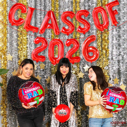 Graduation Decorations 2026 | Red Class of 2026 Balloons - 16 Inch | Graduation Balloons Class of 2026 Decorations, Grad 2026 | 2026 Graduation Party Decorations, Grad Party Decoration, KatchOn