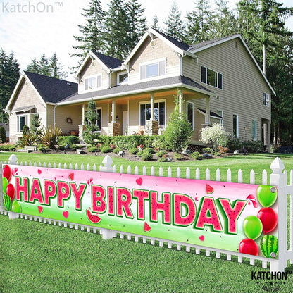 KatchOn Watermelon Birthday Banner 120x20 Inch, Watermelon Birthday Decor | One In A Melon Party Decorations, Watermelon Yard Banner, Summer Party Decorations, Watermelon Party Supplies
