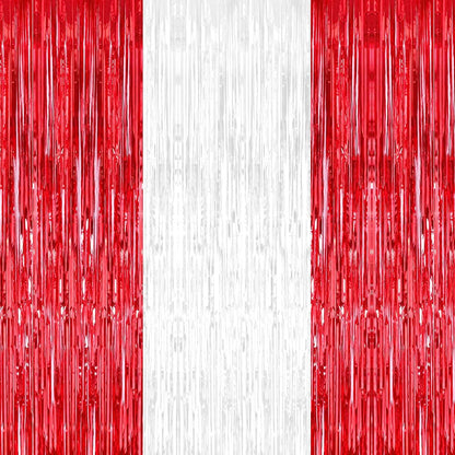 KatchOn, Red and White Streamers - 3.2x8 Ft, Pack of 3 | Red and White Fringe Curtain for Valentines Day Decorations | Fringe Backdrop for Proposal, galentines day decorations | Engagement Party Decor